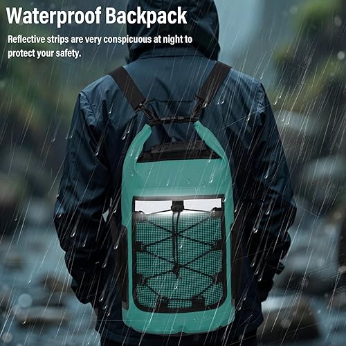 Miniatura 6 de Pimoys Bolsa seca, mochila impermeable de 25 L, bolsas secas para kayak para mujeres y hombres, bolsa de viaje al aire libre enrollable para