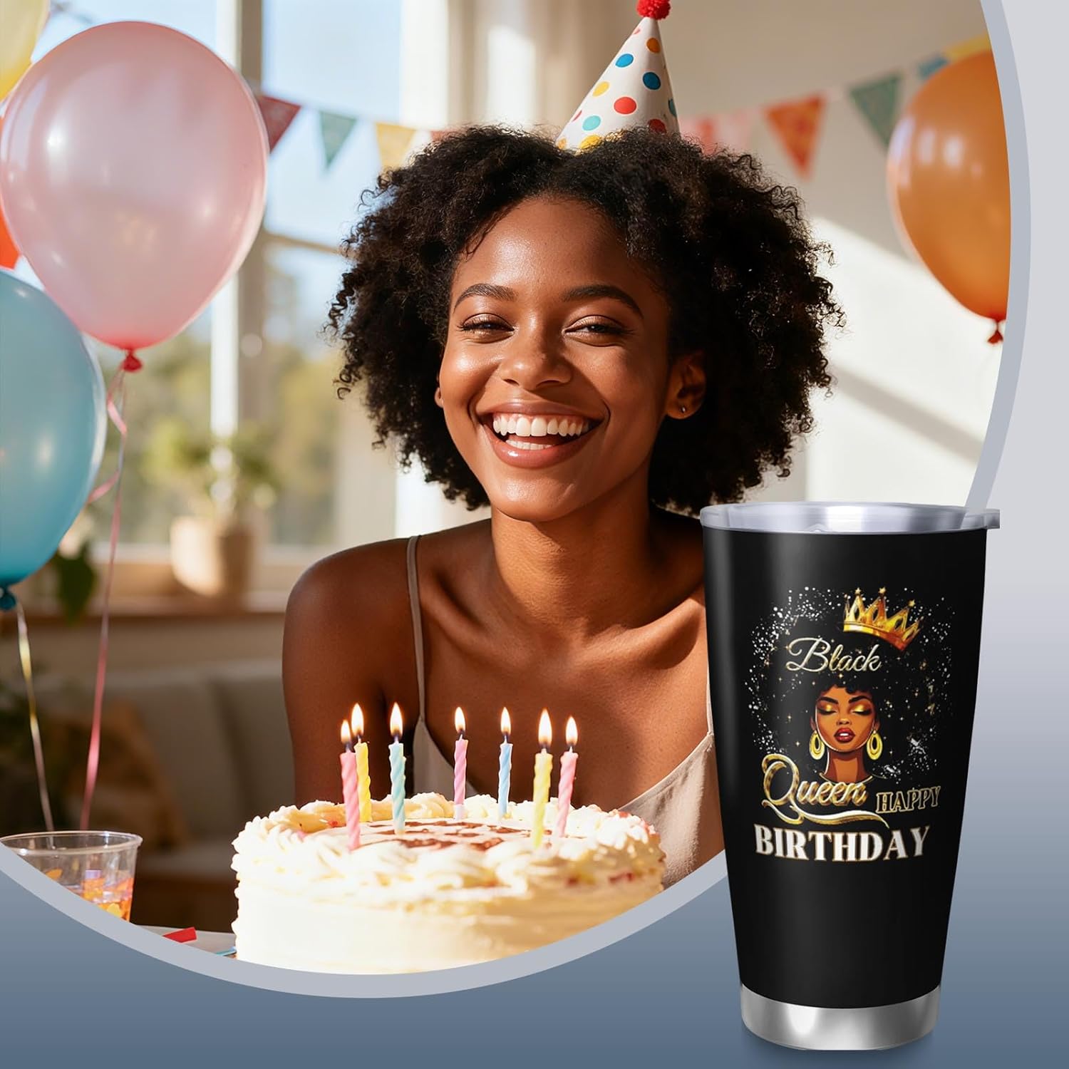 Africian American Birthday Gifts for Women, Birthday Gifts Black Women Coffee Mugs, Afro Queen Bday Gift Tumbler, 20oz Coffee Tumbler, Bday Mug for Woman - Image 2