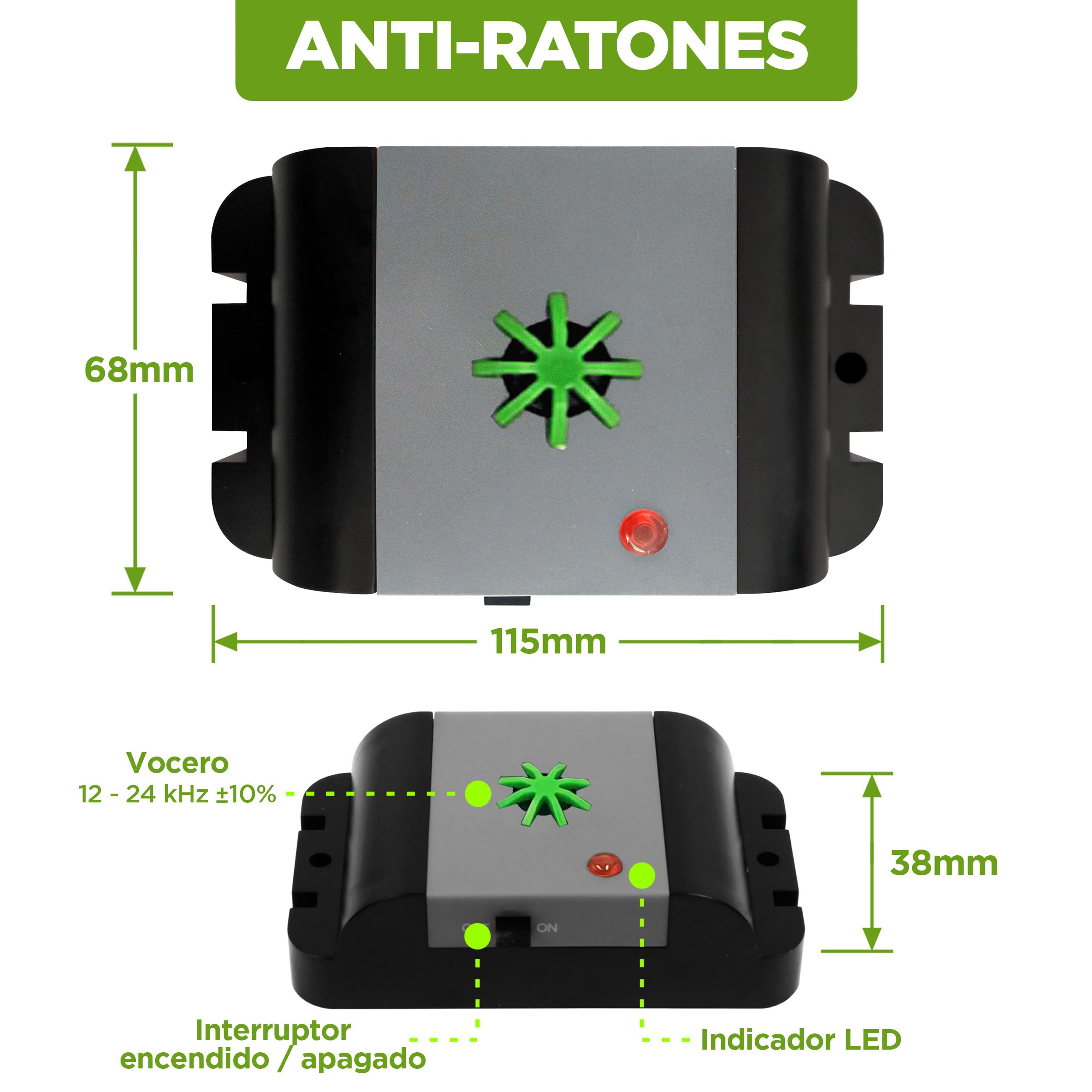 ISOTRONIC Repelente Ultrasónico para Ratones y Ratas — Dispositivo para Ático, Sótano y Garaje — Sin Veneno ni Trampas — Alcance Efectivo 40 m² — Defensa para Interiores (3 Unidades)