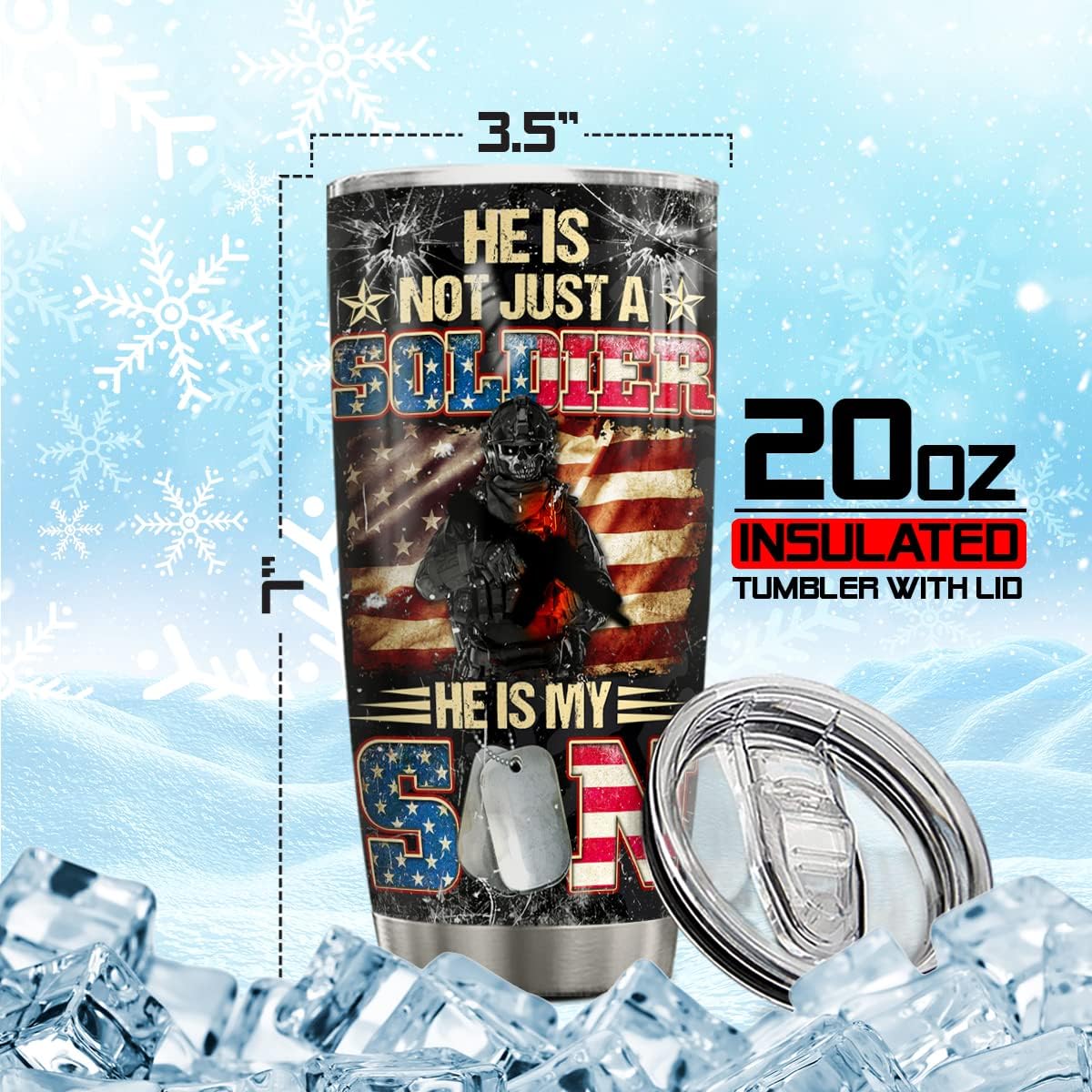 20 Oz US Proud Army Mom Double Wall Vacuum Insulated Stainless Steel Tumbler Travel Mug - Army Mom Gifts for Mother's Day, Birthday, Christmas