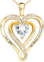 AmorAime 925 Sterling Silver Necklace for Women Heart Necklace 14K Gold Plated Neclaces or Rose Gold Plated
