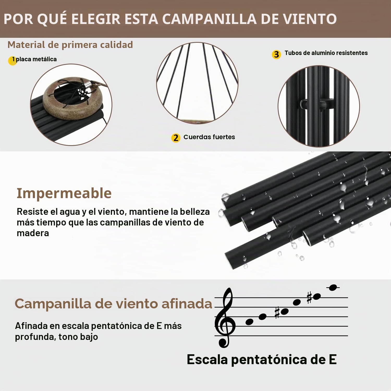 ASTARIN - Campanas de Viento para Exteriores de Tono Profundo, carillón de Viento de 91 cm para Exteriores, conmemorativas para mamá o papá, Totalmente de Metal