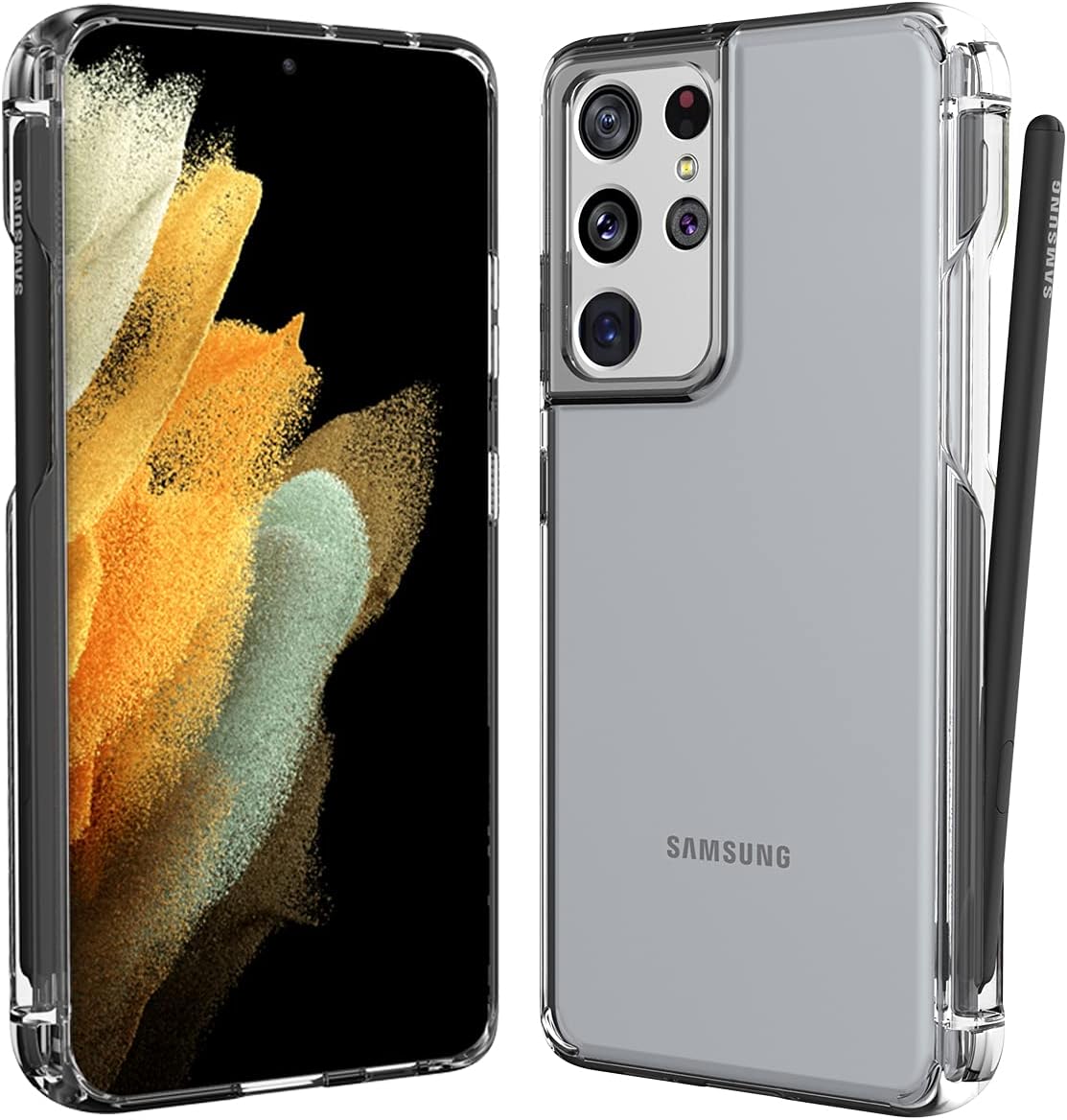 araree FLEXIELD Pen Convenient S-Pen Slot Clear Transparent Flexible Cover Compatible with Samsung Galaxy S21 Ultra Flexible Full Protective Case