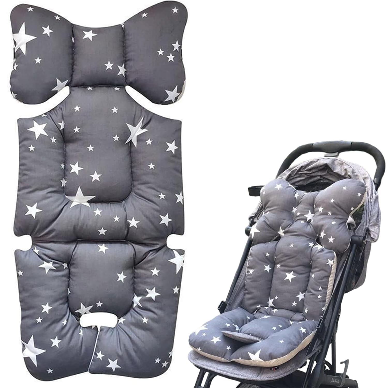 Joyzzz Baby Stroller Cushion Pad, Non Slip Baby Stroller Liner Seat Pad, Stroller Liner Insert Car Seat Liner Cover, Infant Reversible Cotton Newborn Cushion pad Universal for Baby Carrier Pram
