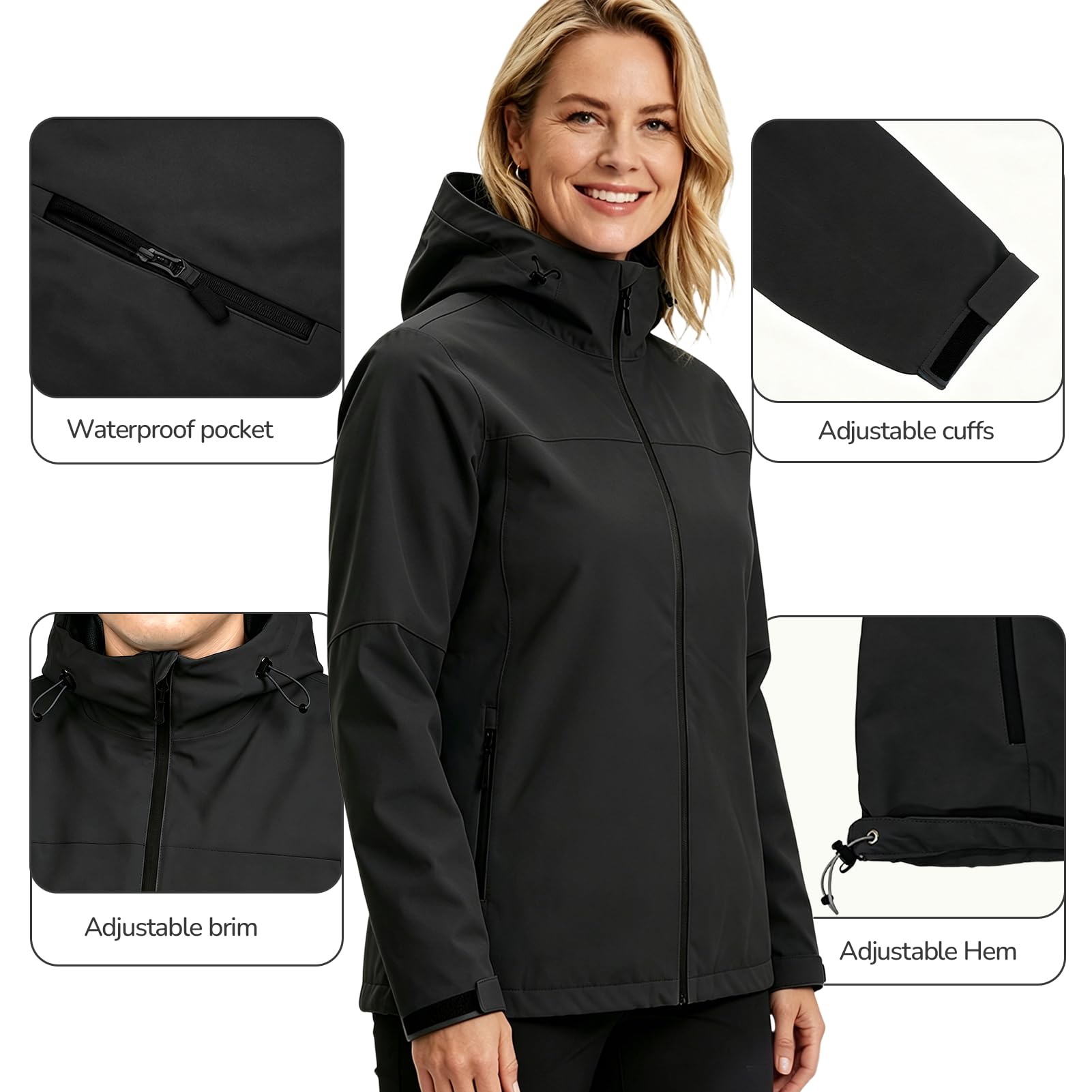 Veste Imperméable Femme Coupe Vent Femme Impermeable Veste de pluie avec capuche pour le cyclisme, la randonnée et l'escalade