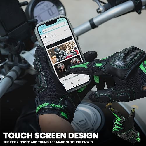 Miniatura 10 de ILM - Guantes unisex para motocicleta, motocross, ciclismo todoterreno, aptos para pantalla táctil, con nudillos rígidos para cuatrimoto, mountain