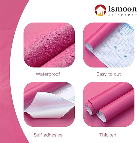 Miniatura 31 de Ismoon Papel tapiz morado para despegar y pegar, papel adhesivo morado sólido de 15.7 pulgadas, 236 pulgadas, extraíble, impermeable, para Rojo