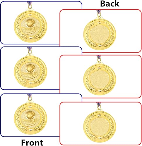 Miniatura 4 de Caydo 12 medallas deportivas de metal dorado para premios para niños y adultos, recuerdos para juegos deportivos, fiestas de 2 pulgadas (baloncesto,