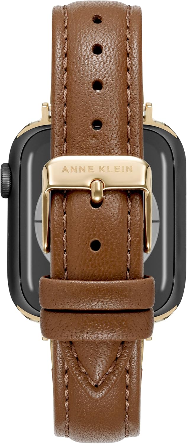 Anne Klein Sustainable Leather Fashion Band for Apple Watch Secure, Adjustable, Apple Watch Band Replacement, Fits Most Wrists