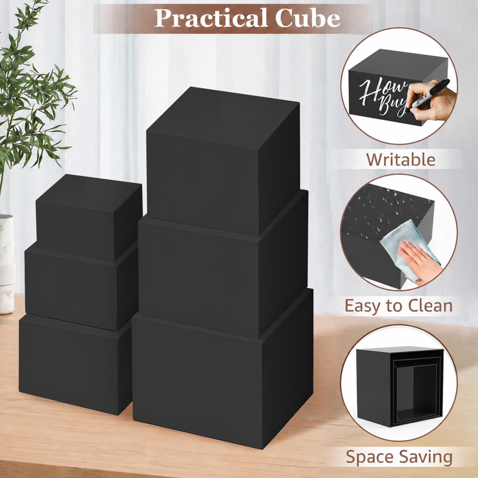 Ngdiluxury Elevadores de buffet para alimentos, acrílico, color negro