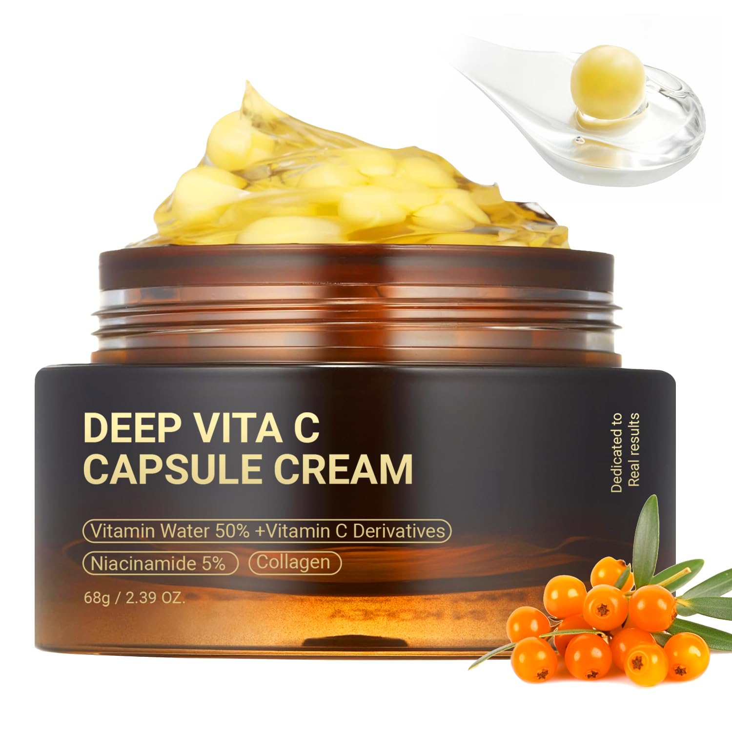 Deep Vitamin C Golden Capsule Hydrating Face Moisturizer, Antioxidant Protection, Lightweight Daily Skincare