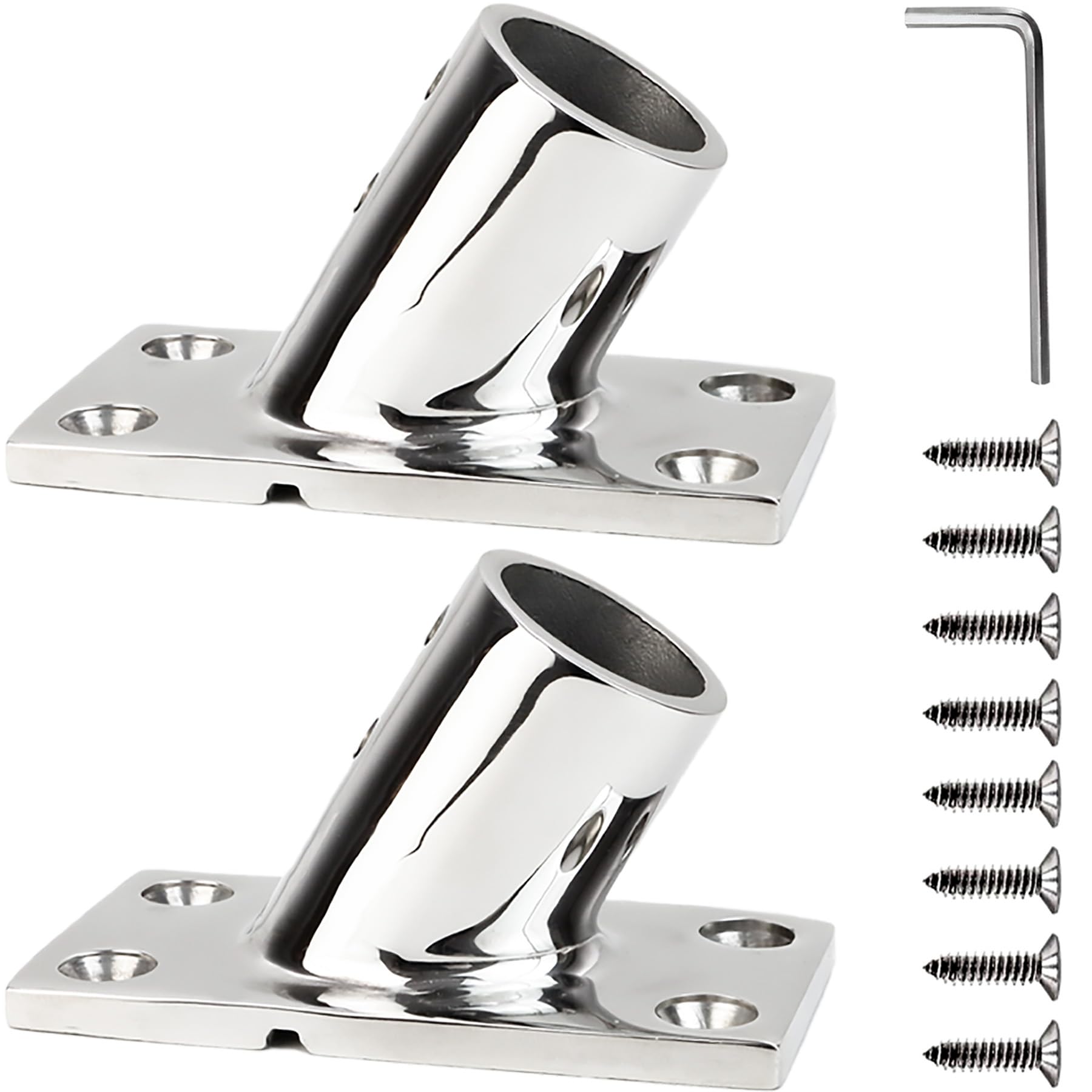 YANYUCB Boat Hand Rail Fitting,316 Stainless Steel Rectangular 60/90 Degree Boat Hand Rail Base(1 inch,1-1/4inch,7/8 inch,1-3/16 inch) with L Shape