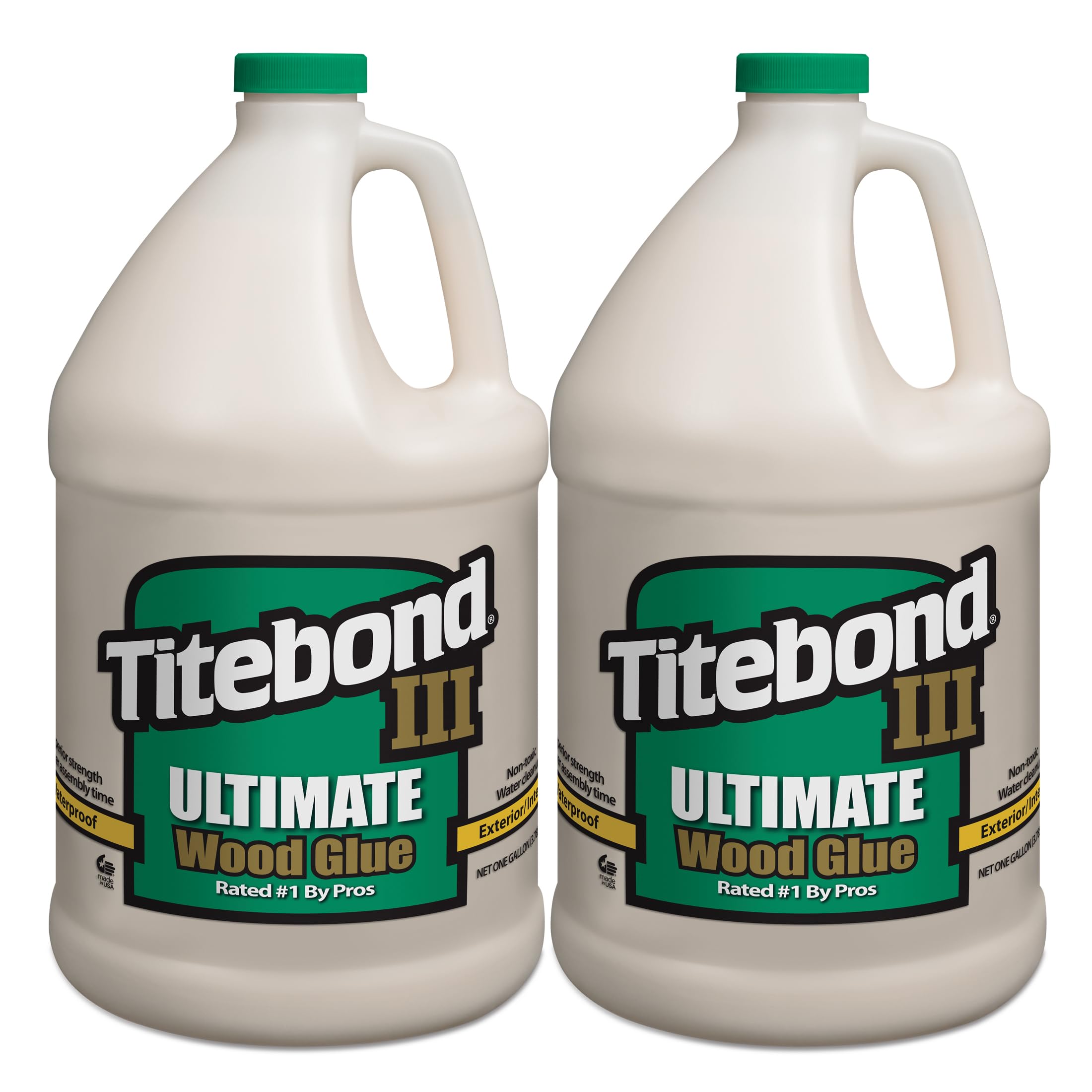 Titebond III Ultimate Wood Glue 1 Gal. (2 Pack) – Premium Professional Woodworking Adhesive, Waterproof, Strong Initial Tack, Interior/Exterior Use, Easy Water Cleanup – 1416
