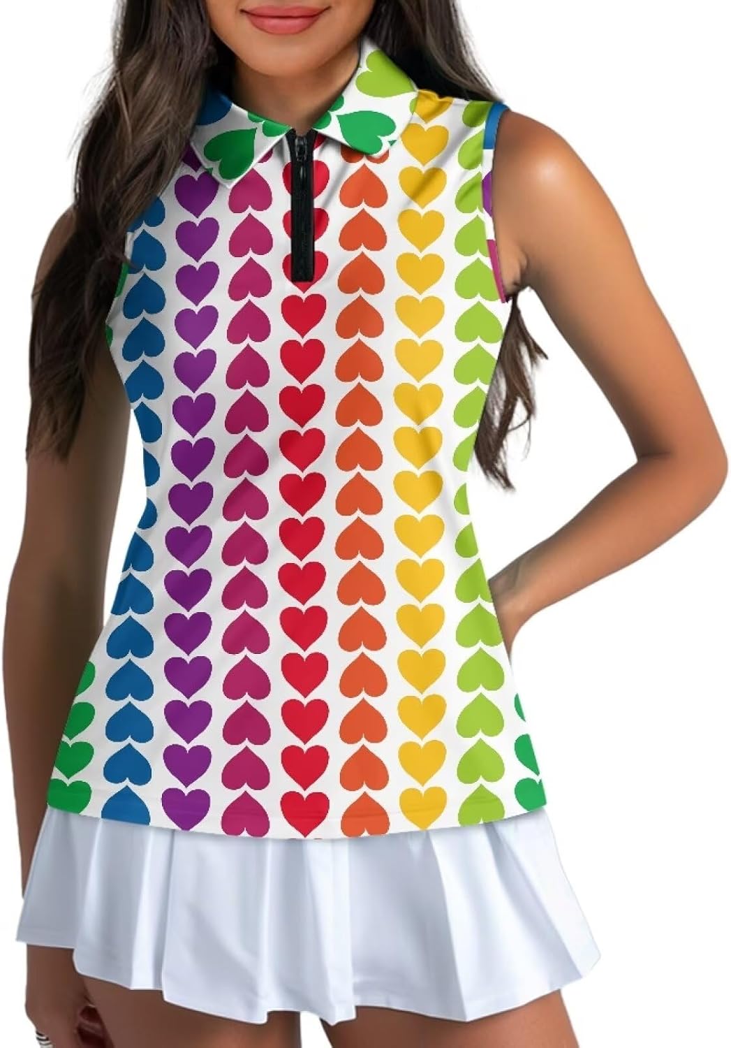Women's Sleeveless Golf Shirts Quarter Zipper Tennis Tank Tops Racerback with Collar Quick Dry Athletic Shirt