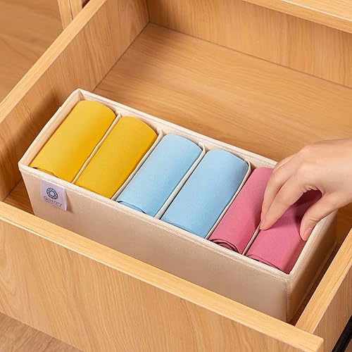 Miniatura 4 de Qozary Paquete de 3 divisores organizadores de cajones de ropa interior, cajas de almacenamiento plegables para ropa, calcetines, lencería, ropa