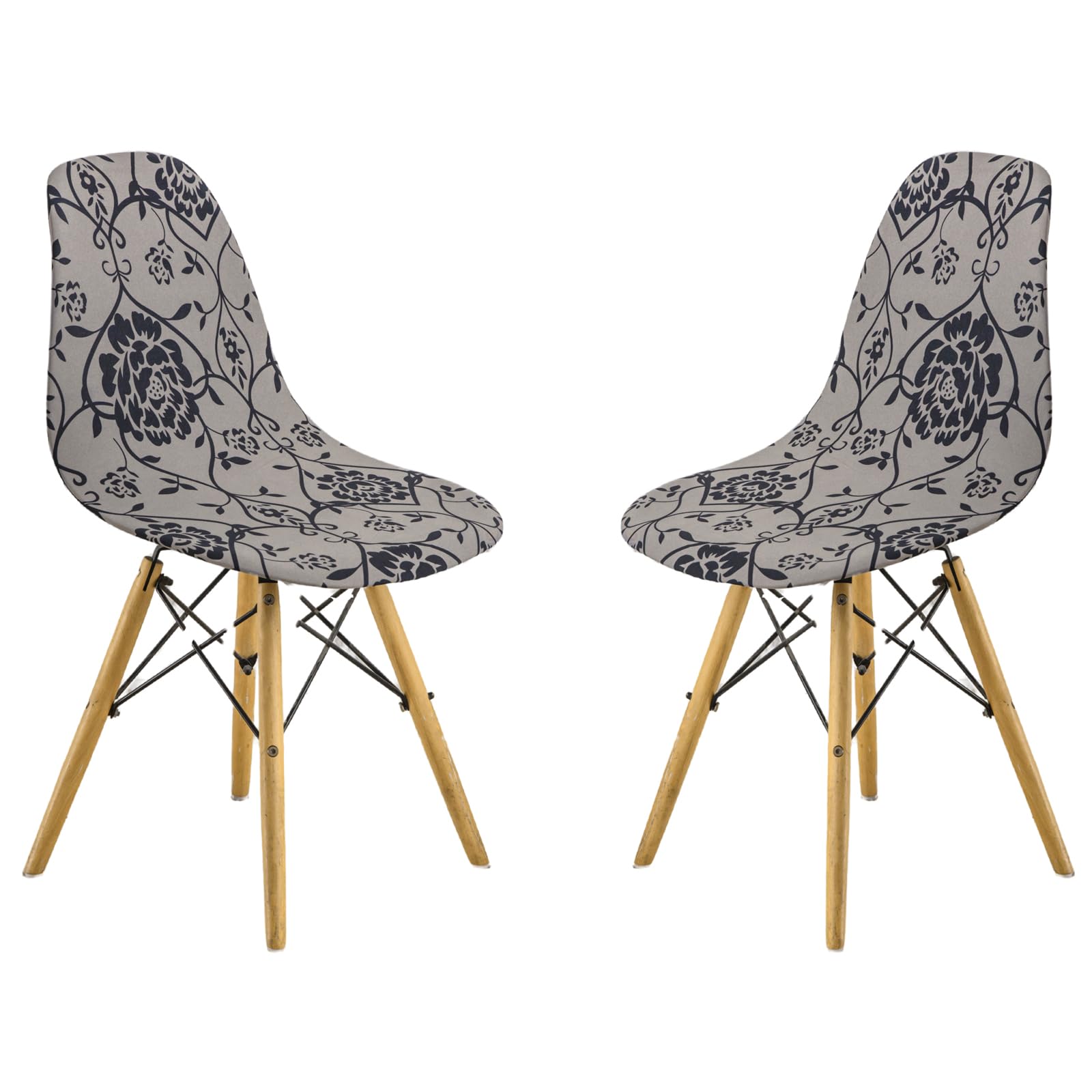 BSYMDH 2PCS Printed Shell Chair Covers Mid Century Modern Dining Chair Covers Shell Chair Cover Lounge Armless Chair Cover Armless Chair Protector