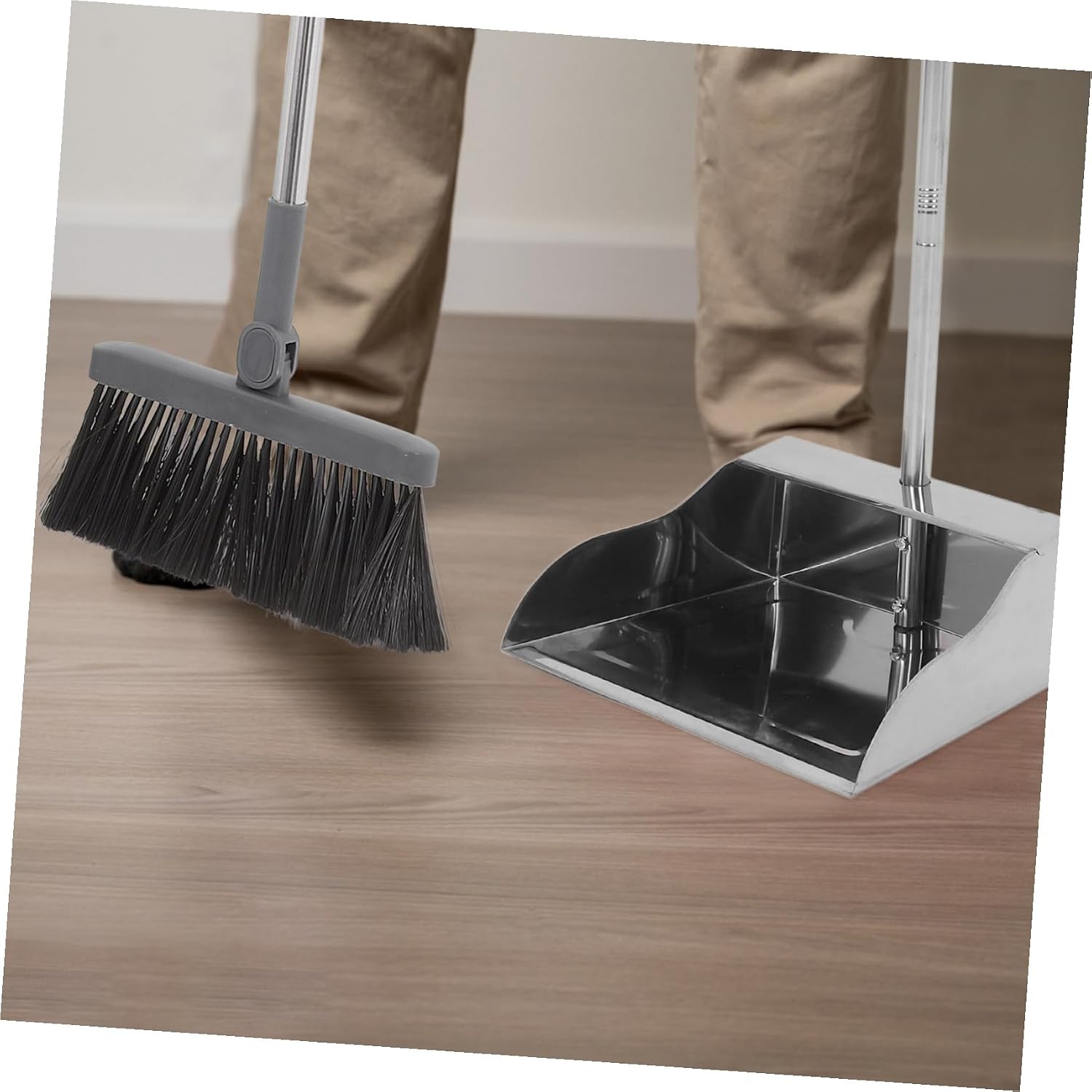 VICASKY Heavy Duty Stainless Steel Dustpan with Comfortable Handle Extra Handheld Scooper for Efficient Indoor Outdoor Cleaning for Industrial Commercial Use