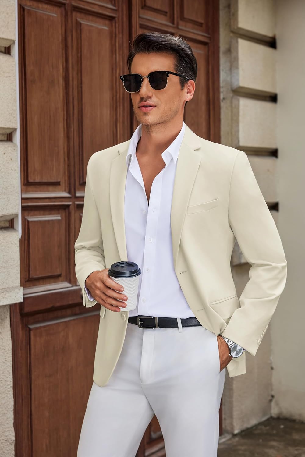 COOFANDY Mens Casual Blazer Slim Fit Suit Jacket Two Button Lightweight Sport Coat - Image 2