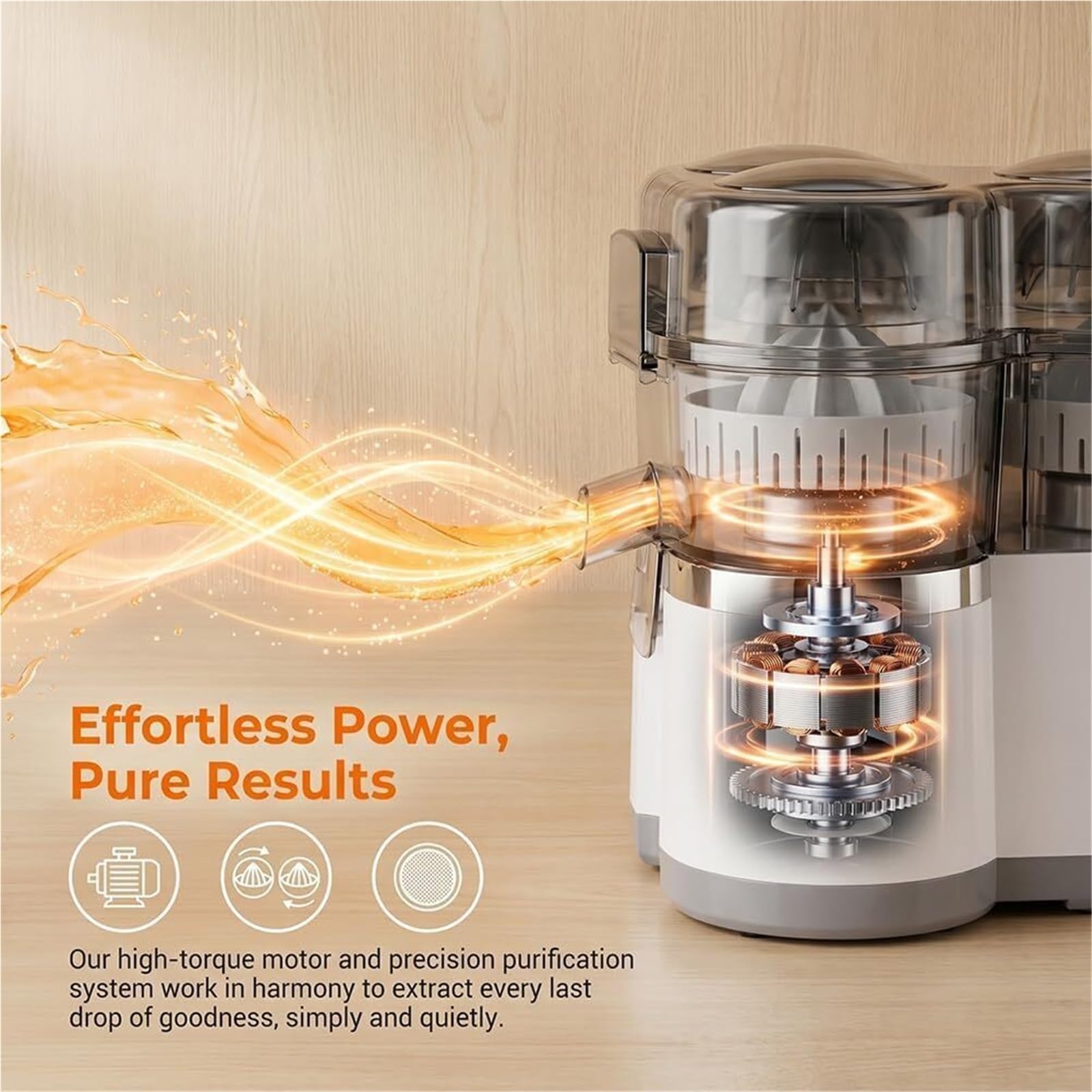 Exprimidor automático de cítricos de doble cabeza, exprimidor eléctrico de cítricos naranja con función de 1 botón, para naranja fresca, limón, lima, kiwi, pomelo, fácil de limpiar y usar (negro)