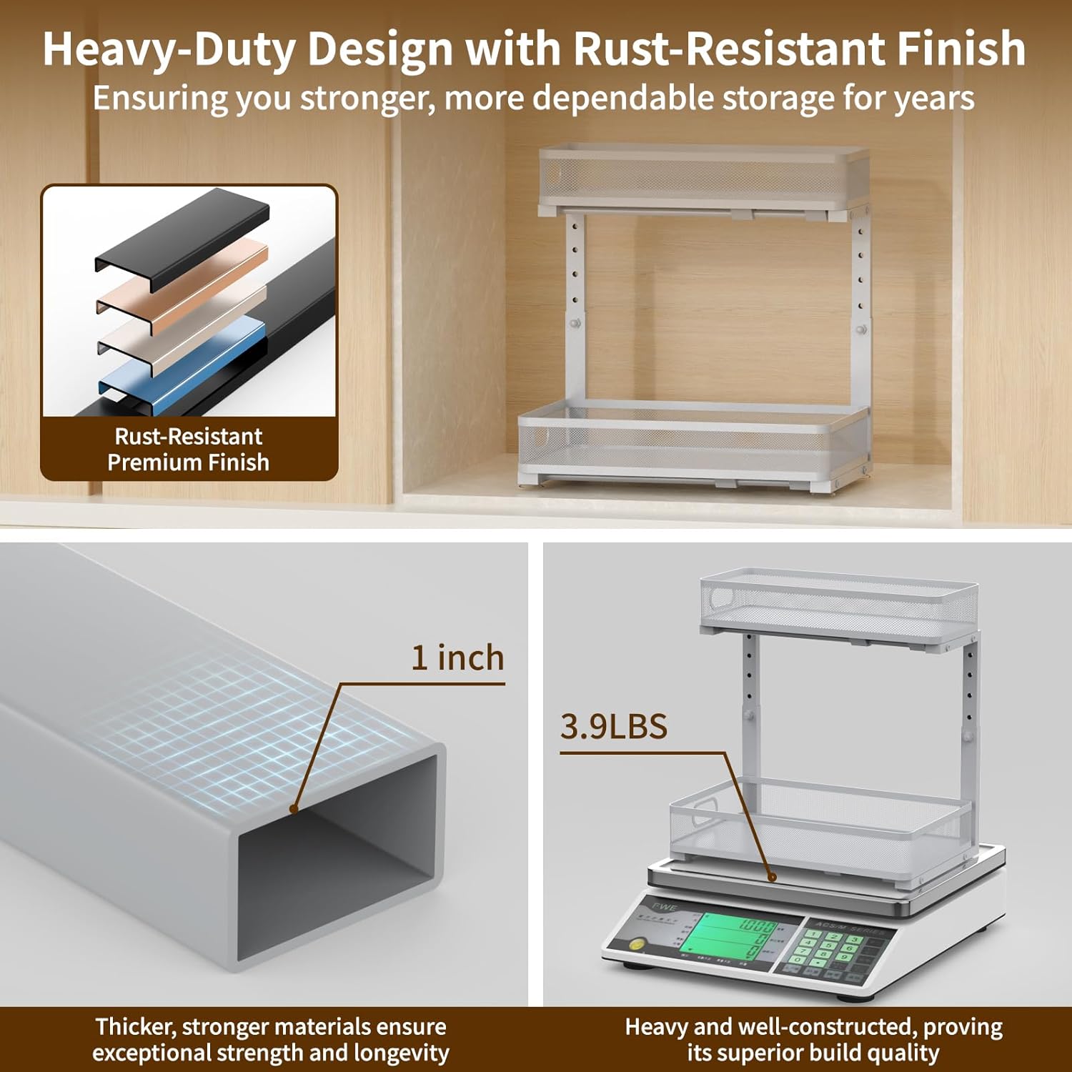 Under Sink Organizer 1 Pack, 2-Tier Slide Out Cabinet Organizer with Metal Sliding Drawer and Hooks, Pull Out Storage Baskets for Kitchen Bathroom Pantry Cabinet Organization (Gray (1 pack))