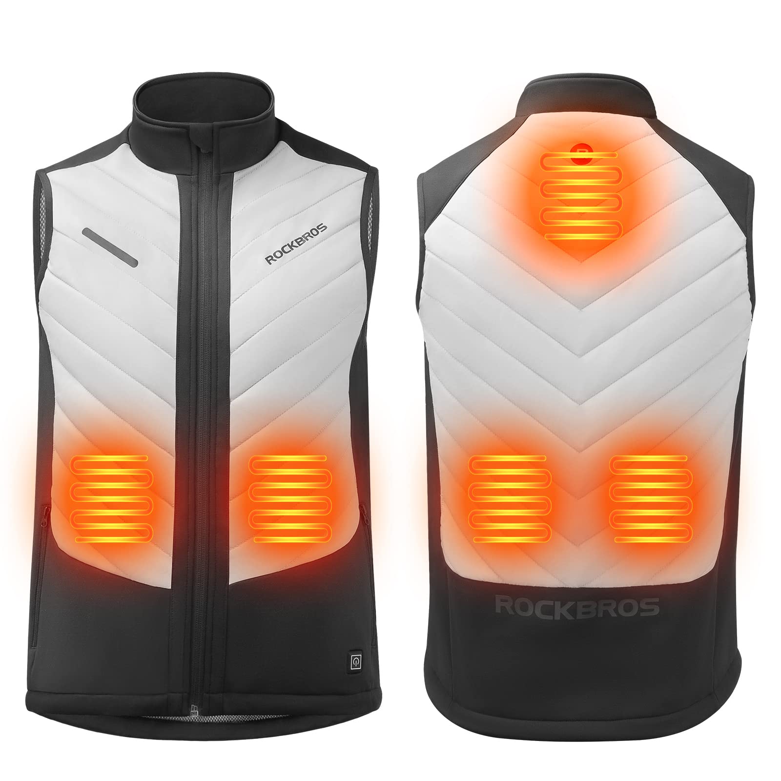 ROCKBROS Beheizte Weste USB Elektrische Heizweste mit 3 Temperaturstufen Waschbare Beheizbare Winterweste für Outdoor Radfahren, Wandern, Skifahren Herren/Damen (OHNE POWERBANK)