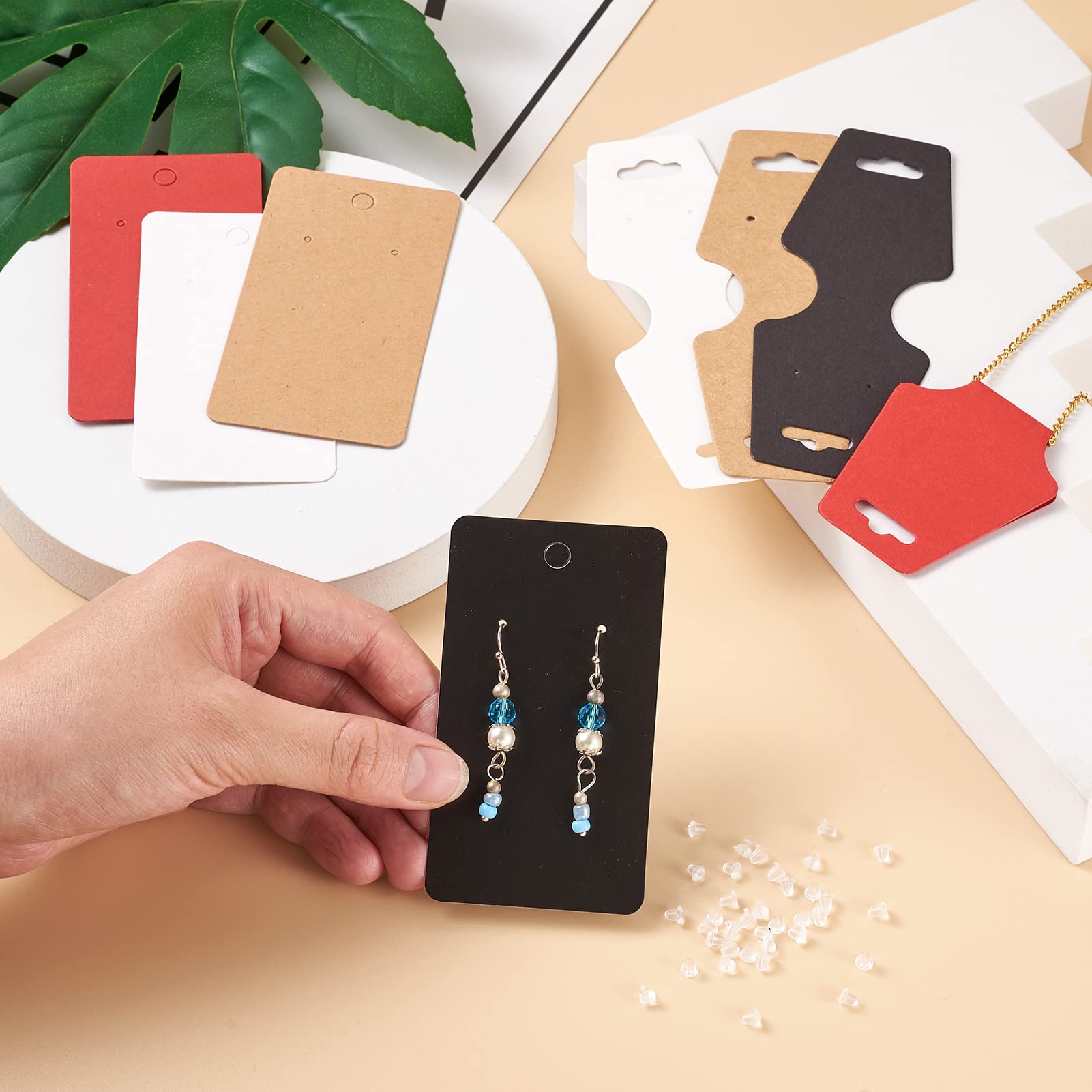 Cartes De Présentation Pour Boucles D'oreilles - Lot De 200 - Noir - 3,7x3 Cm - Plastique - Pour Vente, Emballage, Création