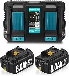 18V 8.0Ah Replacement for Makita Battery with DC18RD Charger Compatible with Makita Battery and Charger BL1860 BL1860B BL1850 BL1840 BL1830 DC18RD DC18RA DC18RC (3 Pack)