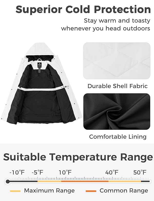 wantdo Women's Winter Jacket Waterproof Winter Coats Long Puffer Coats (Ivory X-Large) by wantdo - Image 3