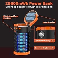 Vista 4 de FosPower Exterminador de insectos para exteriores e interiores (5 en 1) 3300 V con banco de energía de 29600 mWh, carga USB recargable, carga solar