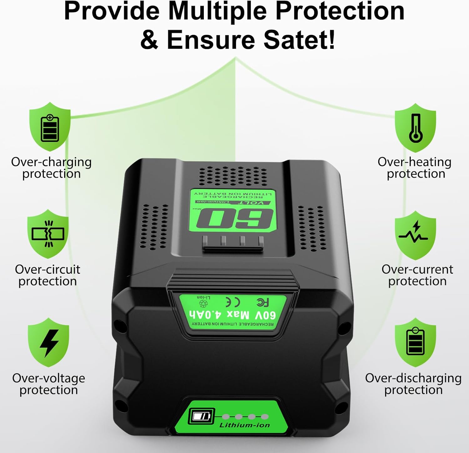 Replacement for Greenworks 60V Battery 4.0Ah,Compatible with Greenworks Pro 60v Batteries & 75+ Power Tools LB60A03 LB60A02 LB602 LB6025 LB60A00 - Image 5
