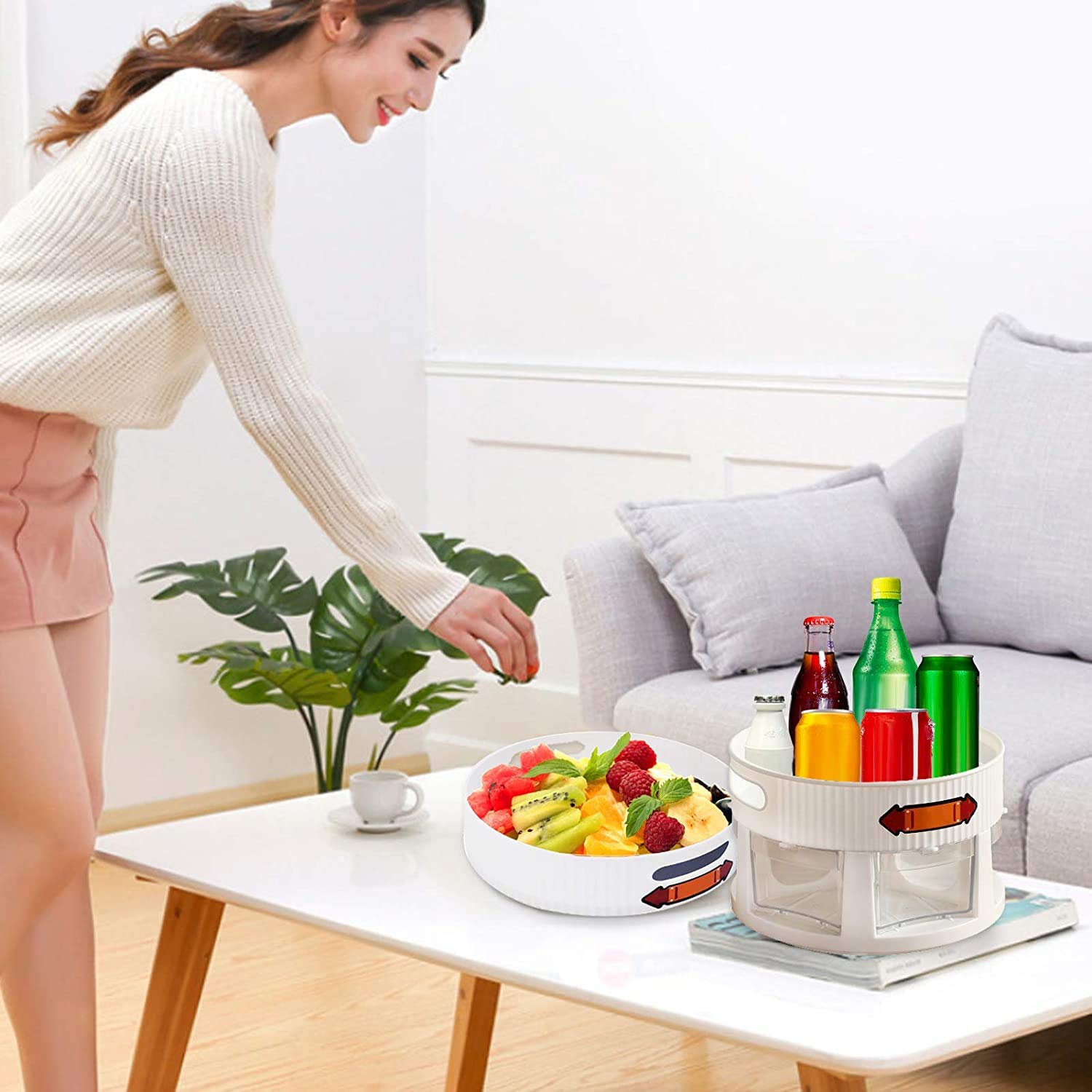 Especiero Giratorio, Especiero De Plástico Giratorio De 360 °, Especiero Para Latas, Especias Y Botellas, Extraíble, Con Mango Ergonómico-X-Large