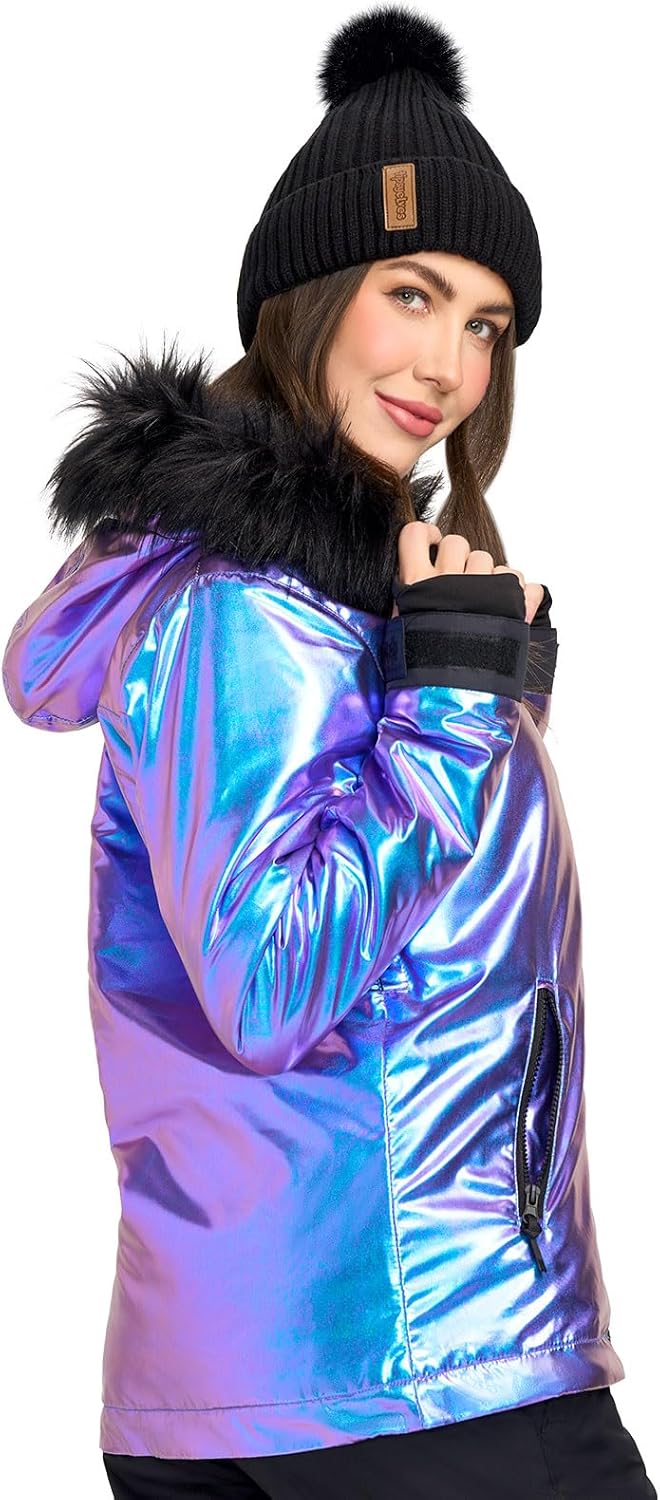 Tipsy Elves Ski Jackets for Women - Bright Colorful Apres Ski Outerwear Hooded Waterproof Snow Jackets for Adults - Image 9