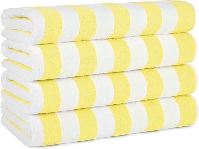 Arkwright Oversized California Beach Towels - (Pack of 4) Absorbent, Quick Drying, Ringspun Cotton Pool Towel, Perfect for Hotel, Spa Hot Tub, and Bath, 30 x 70 in, Yellow