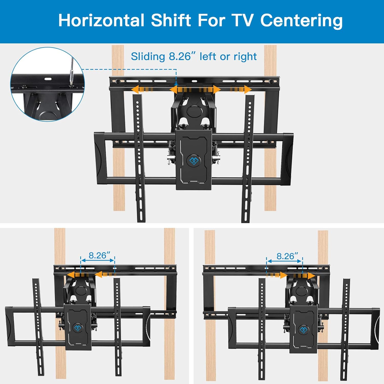 Full Motion TV Mount Sliding for TV Centering - Fits 37-75 Inch Flat Curved TVs up to 132 lbs, Max VESA 600x400mm - Universal TV Mount Fits 16-24 Studs or Spacing, Extends 23.82 Inch by PERLESMITH