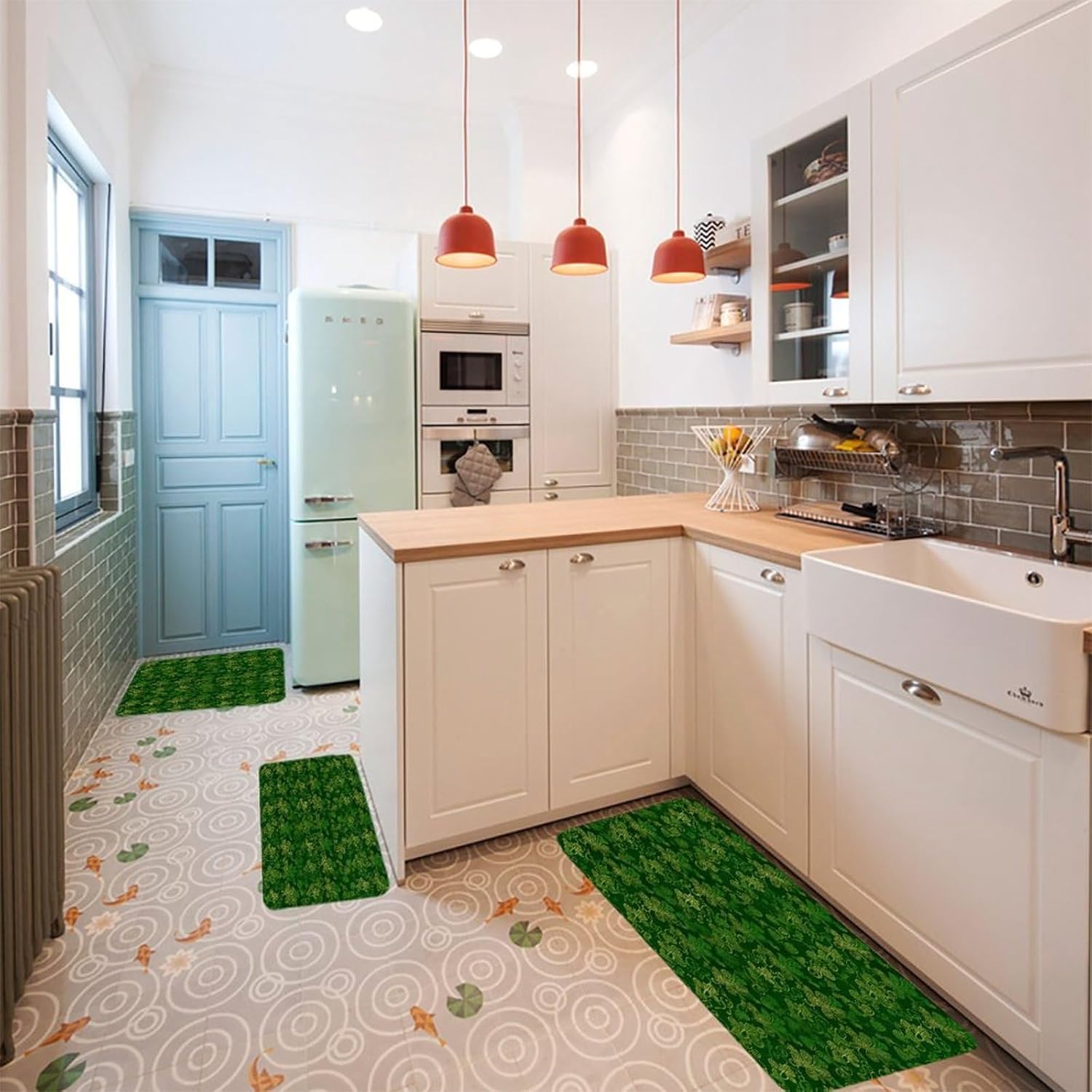 Background St Patrick's Day Glitter Kitchen Mat Set of 3 Waterproof Floor Mats Non-Slip Kitchen Rugs Premium Flannel Rug Heavy Duty Standing Mat for Kitchen Home Bathroom Laundry