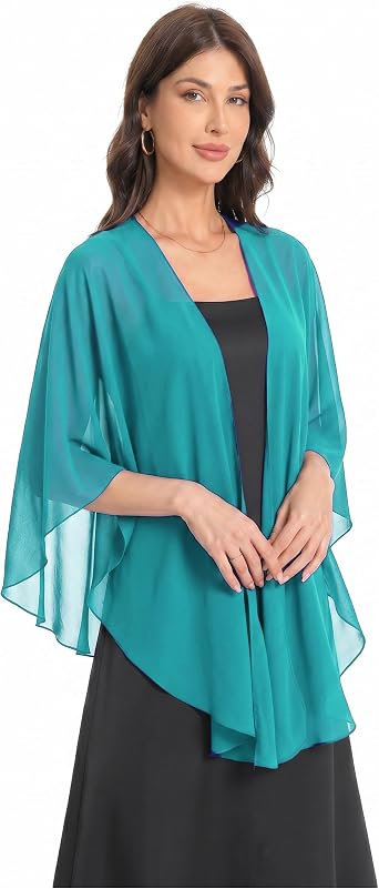 Shawls and Wraps for Evening Dresses Sheer Chiffon Elegant Soft Scarf