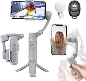Estabilizador para Celular de Três Eixos, Cardã Inteligente com Controle Remoto Recarregável, Estabilizador Portátil Plegável para Android e iPhone, Ideal para Vlogs, YouTube, TikTok