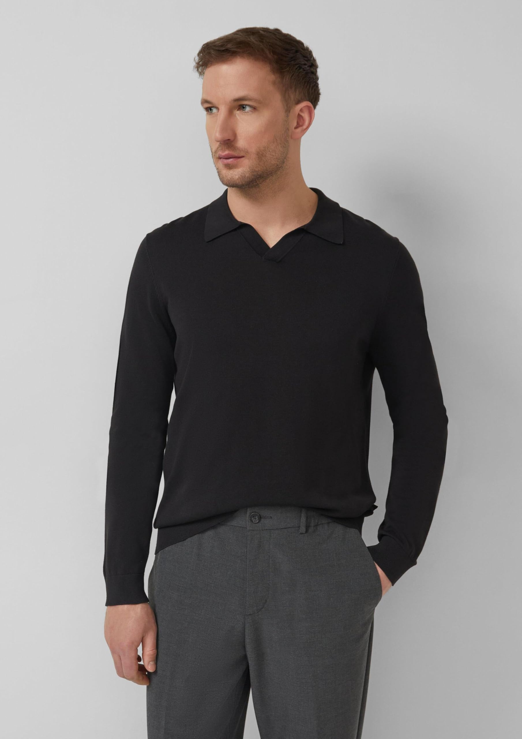 s.Oliver Hochwertiger Feinstrick-Pullover mit Polokragen aus Baumwoll-Modal-Mix