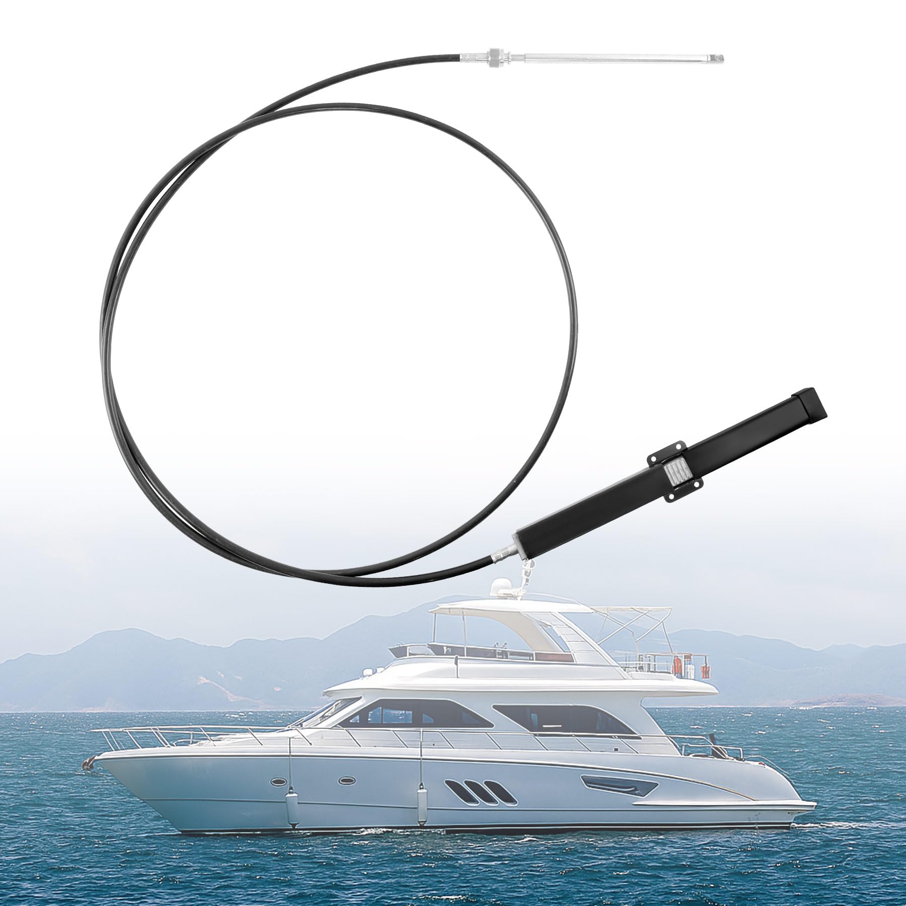 Steering Cable–SSC13417 Rack & Pinion Mechanical, 17ft Back Mount Single Cable, Compatible with Seastar/Teleflex SH5210P,SH5230P,SH91610P,SH91630P Helm Units & SB39526P, SB39544P (NFB) Bezel Kits