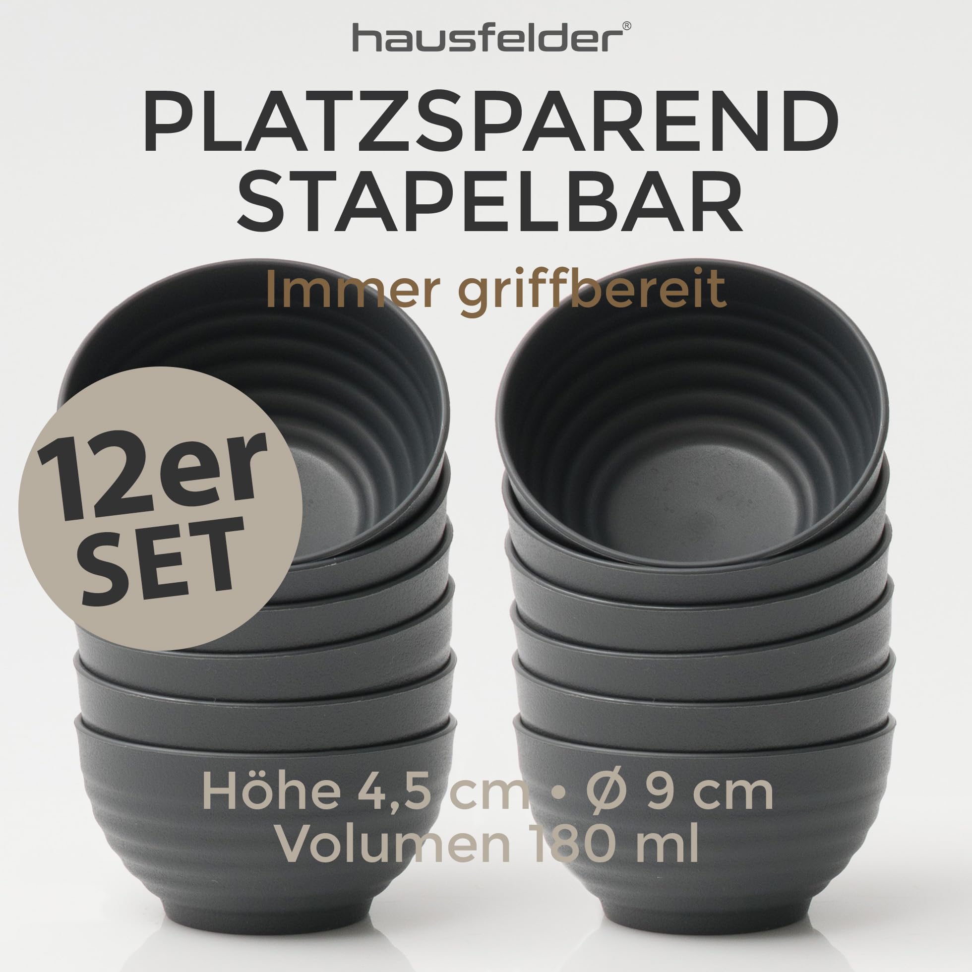 Hausfelder Raclette Schälchen Set 12, 12 Stück, Schwarz | 12 Stück, spülmaschinenfest, Raclette, Schälchen, Kleine, Dipschalen, Schwarz, Zubehör, Snackschalen, Tapas