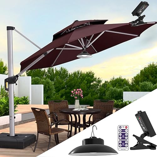 Luces solares para sombrilla al aire libre, control remoto temporizado, impermeable, funciona con energía solar, luces LED de patio para playa,