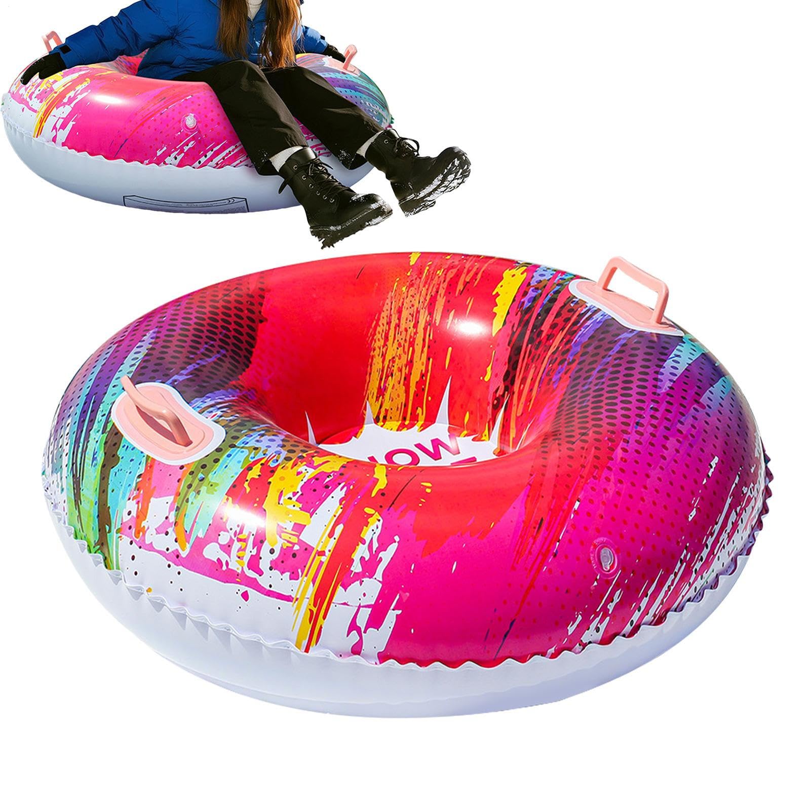 Trineo inflable 87 cm con asas, anillo de nieve engrosado antivuelco para adultos y niños