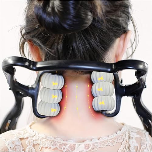 Miniatura 1 de Masajeador de cuello, rodillo de masaje de 6 bolas, masajeador de mano y relajante, para cuello, espalda, hombros, cintura y piernas