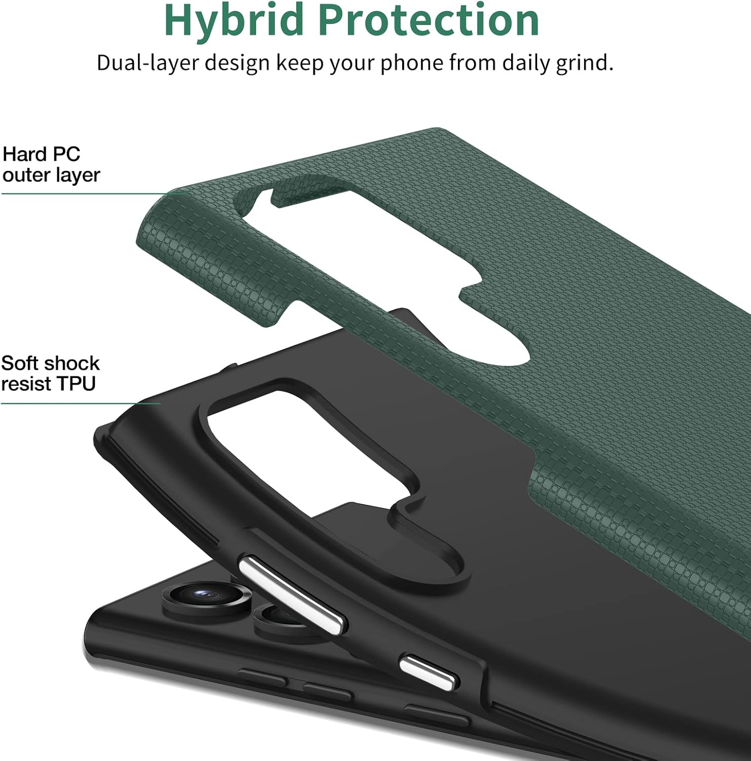 NALLOT Samsung Galaxy S22 Ultra Case, Shockproof Protective Dual-Layer Slim Lightweight Case for Galaxy S22 Ultra (2022 Release) 5G - Forest Green