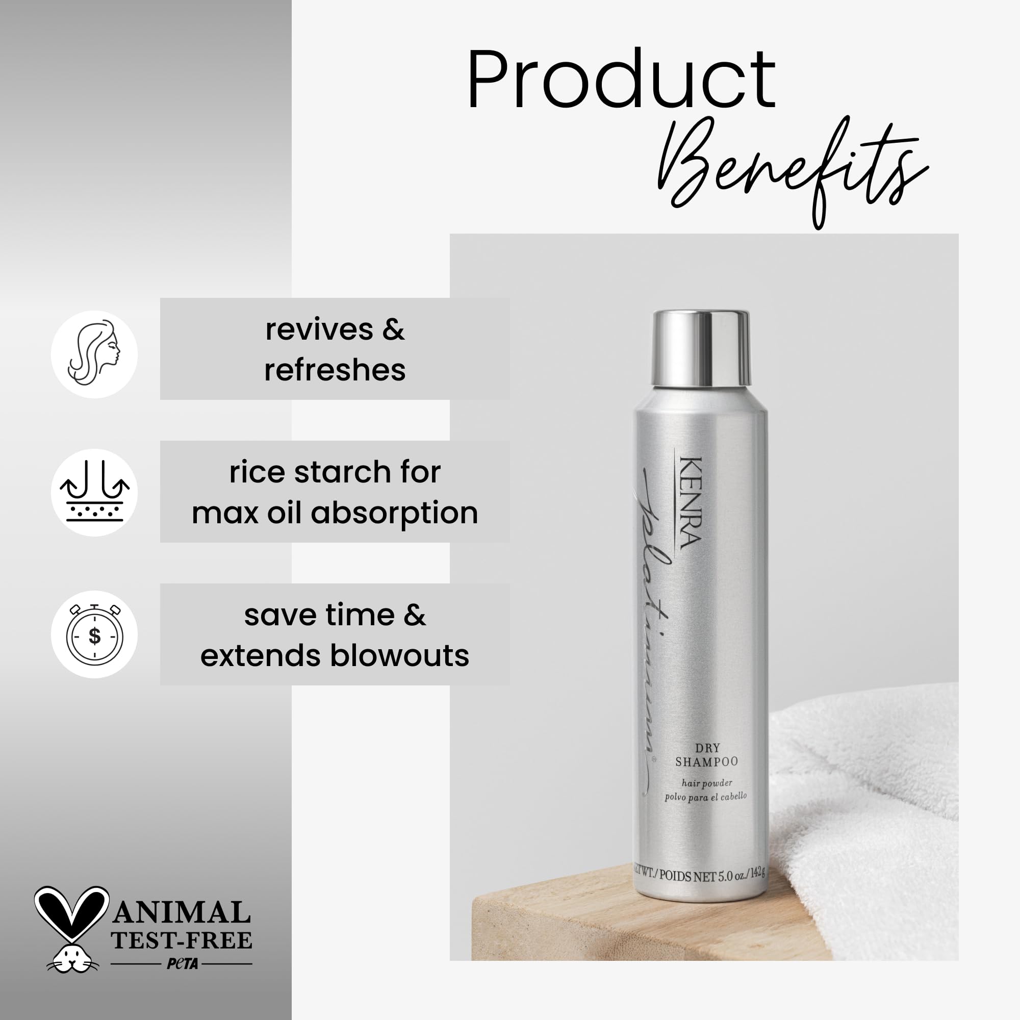 Kenra Platinum Dry Shampoo | Oil Absorbing Spray | Instantly Revives & Refreshes Hair | Saves Time & Extends Blowouts | All Hair Types
