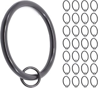 28 pcs 2-Inch Inner Diameter Metal Flat Curtain Rings with Eyelets (Set of 28 Circle Eyelet, Oil-Rubbed Bronze)