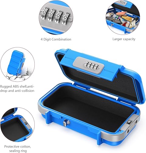 Miniatura 3 de Caja de seguridad portátil, caja de seguridad portátil, caja de bloqueo de combinación impermeable para viajes, pequeña caja fuerte personal segura