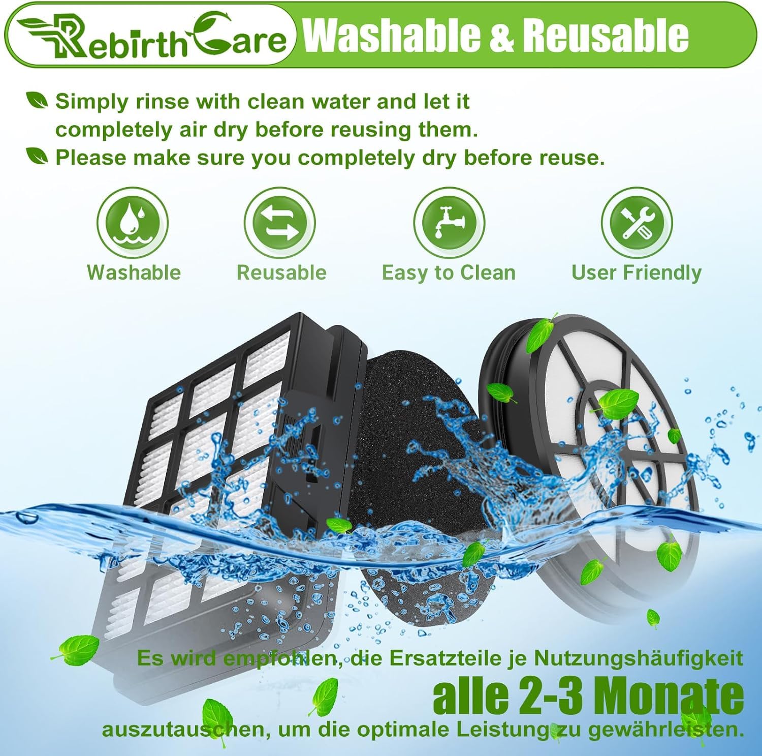 3 Coppie di Filtri per Bosch BBZ152EF Serie 2, Filtri BGC05, BGS05, BGC05A220A, BGC05A320, BGC05A322, BGC05AAA1, BGC05AAA2, BGS05X240 - Parti di Ricambio per Aspirapolvere Amazon Basics VCS35B15KC-70