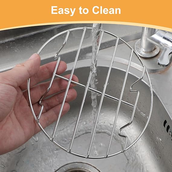 Round Steamer Rack, 7 Inch/18cm Stainless Steel Steaming Rack Steamer Plate for Pressure Cooker Air Fryer Pot Cooking Cooling Steaming Baking Roasting