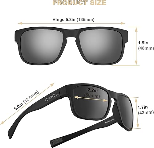 Miniatura 3 de QOOL TIMES Gafas de sol polarizadas rectangulares para hombres y mujeres, correr, caza, golf, ciclismo, senderismo, al aire libre